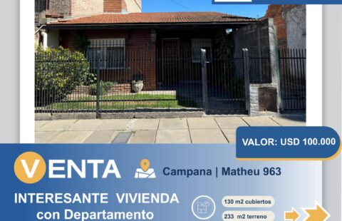 CASA CON DEPARTAMENTO EN VENTA-MATHE 963